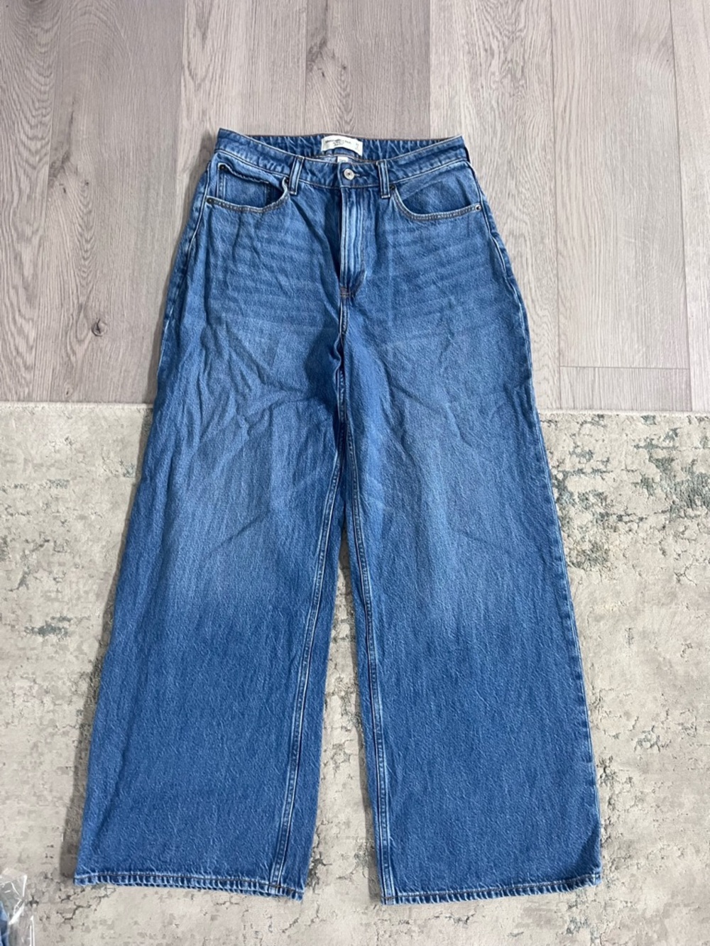Abercrombie & Fitch Women's Blue Wide Leg Jeans - Picture 6 of 6